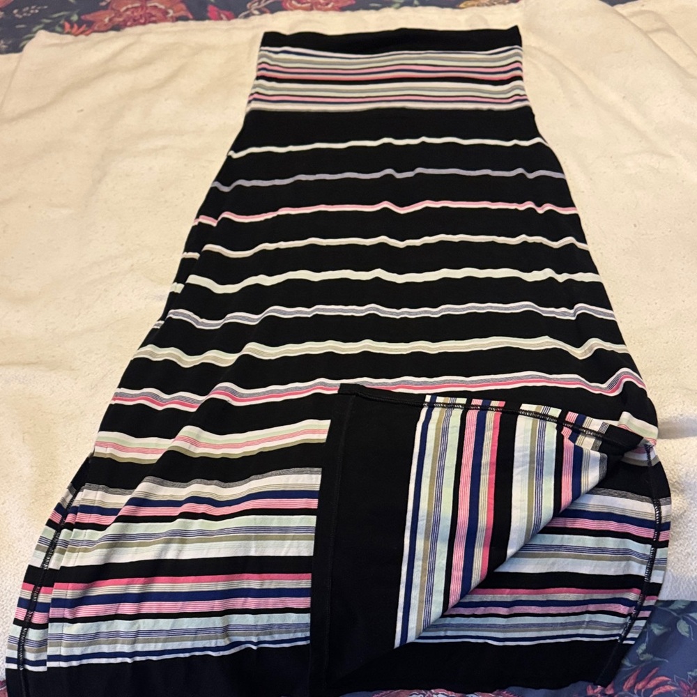 Striped Black and Pink Maxi Skirt